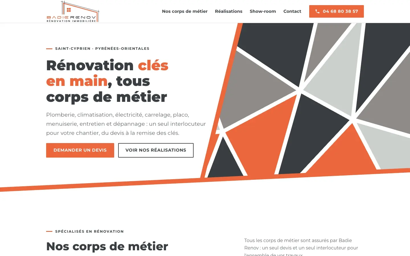 Page Accueil du site Badie Renov