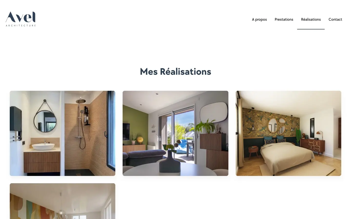 Page Réalisations du site Avel